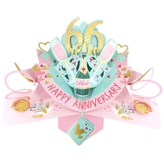 66 Years Happy 66th Anniversary Pop-Up Greeting Card