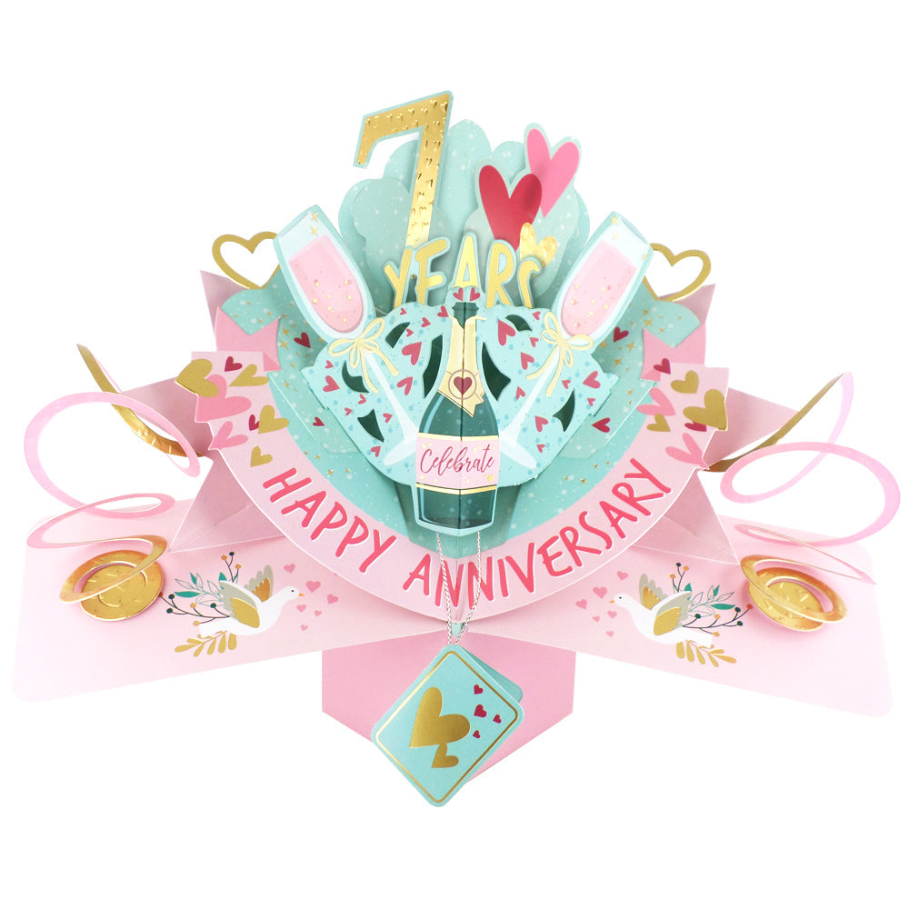 7 Years Happy 7th Anniversary Pop-Up Greeting Card