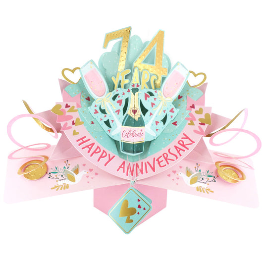 74 Years Happy 74th Anniversary Pop-Up Greeting Card