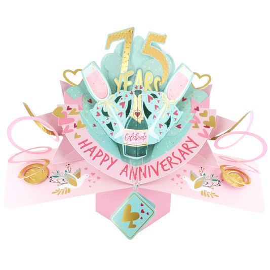 75 Years Happy 75th Anniversary Pop-Up Greeting Card