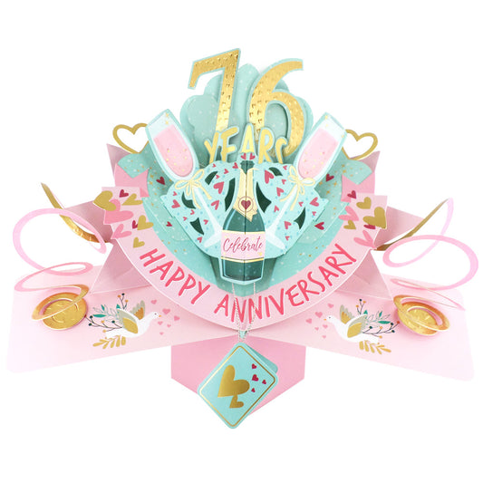 76 Years Happy 76th Anniversary Pop-Up Greeting Card