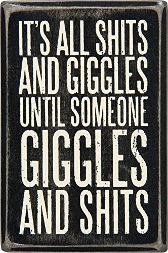 Primitives by Kathy 28599 Classic Box Sign, 3" x 4.5", Until Someone Giggles - anything4home