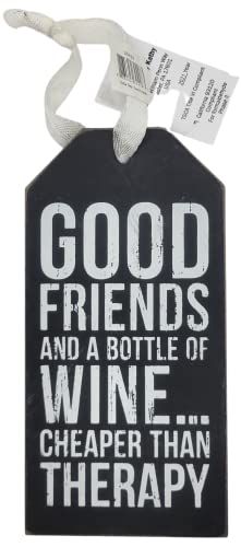 Primitives by Kathy Good Friends and a bottle of Wine Cheaper than Therapy 3 Inches x 6 Inches - anything4home