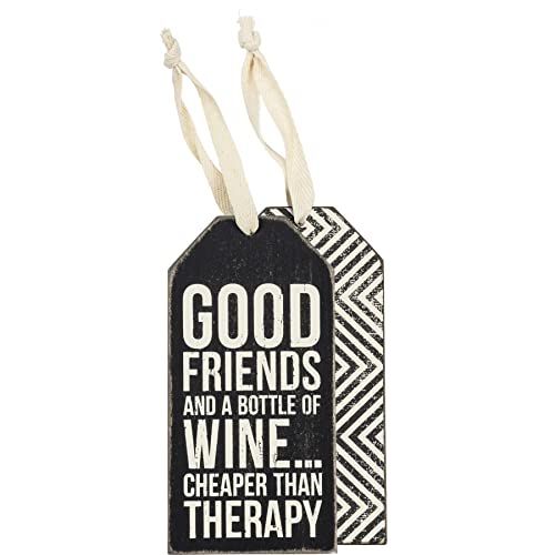 Primitives by Kathy Good Friends and a bottle of Wine Cheaper than Therapy 3 Inches x 6 Inches - anything4home