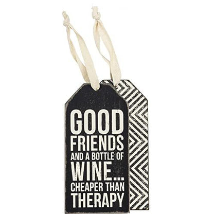 Primitives by Kathy Good Friends and a bottle of Wine Cheaper than Therapy 3 Inches x 6 Inches - anything4home
