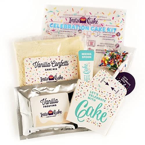 InstaCake Celebration Cake Kit for Birthdays, Party Bags, Team/Workplace Events and More Vanilla Confetti 1-Pack - anything4home