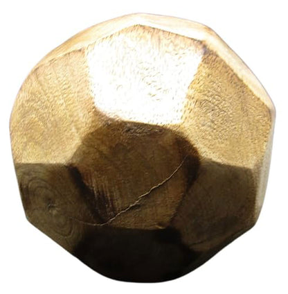 PD Home and Garden decorative wood ball for bowl with faceted geometric natural wood finish for tabletop decor