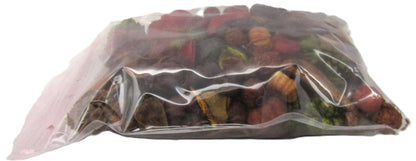 Baked apple pie potpourri in a clear bag, featuring colorful dried fruits and spices for home fragrance