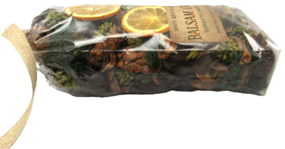 Shoots Roots and Leather Boots Balsam Orange Potpourri Bowl Filler with dried orange slices and pine cones