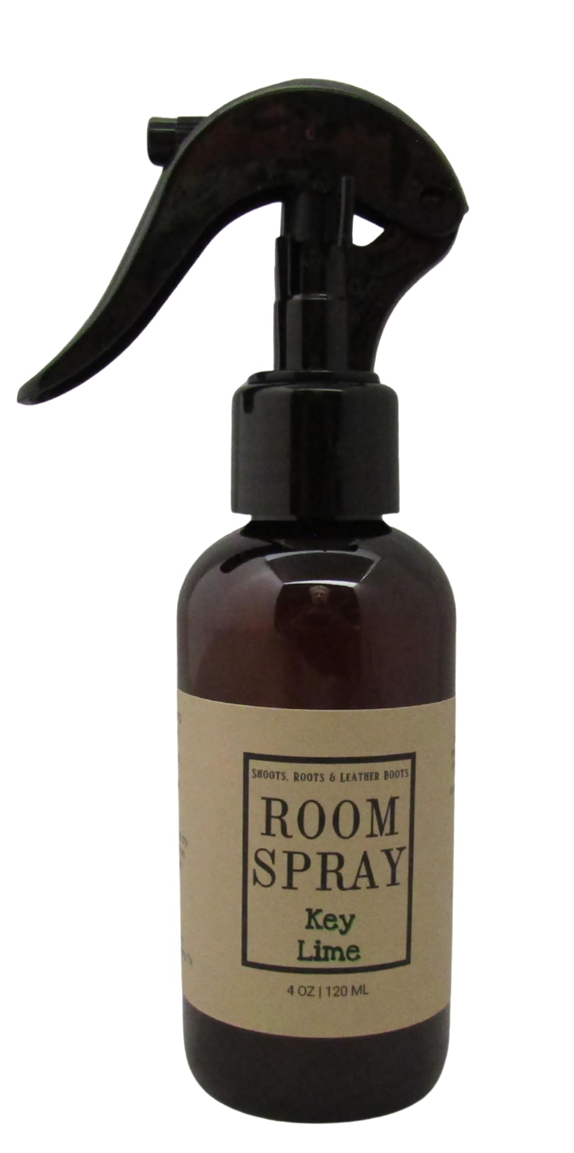 Shoots, Roots & Leather Boots Key Lime Room Spray in a brown bottle for refreshing indoor scent