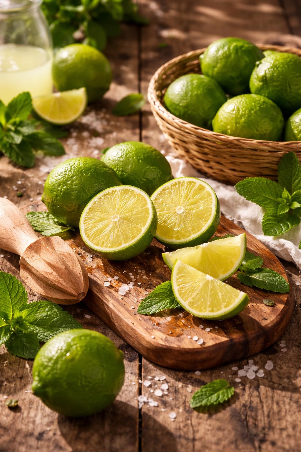 Shoots, Roots & Leather Boots Key Lime Room Spray with fresh lime and mint scent on a wooden table