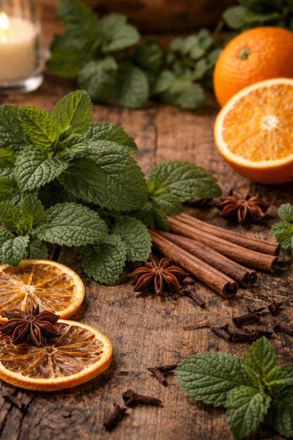 Shoots, Roots & Leather Boots Orange Patchouli Room Spray with fresh herbs and citrus fruits