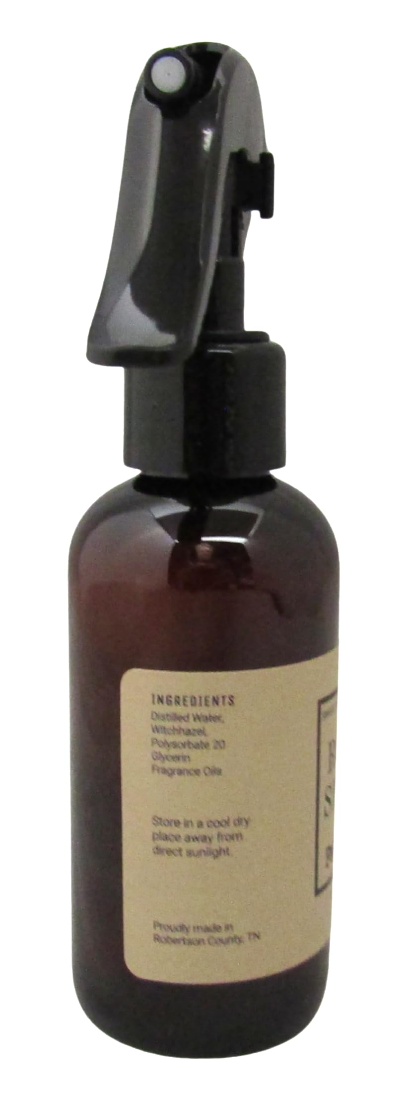 Shoots, Roots & Leather Boots Patchouli Room Spray in amber bottle with spray nozzle for a calming scent