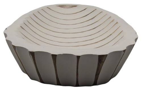 PD Home carved wooden display tray with natural wood finish and rounded carved edges