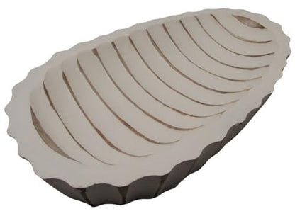 Handcrafted carved wooden display tray with leaf-inspired design for elegant home decor