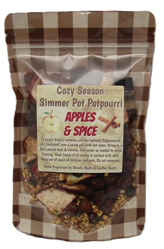 Cozy Season Apples and Spice Simmer Potpourri from Shoots, Roots & Leather Boots in a resealable bag