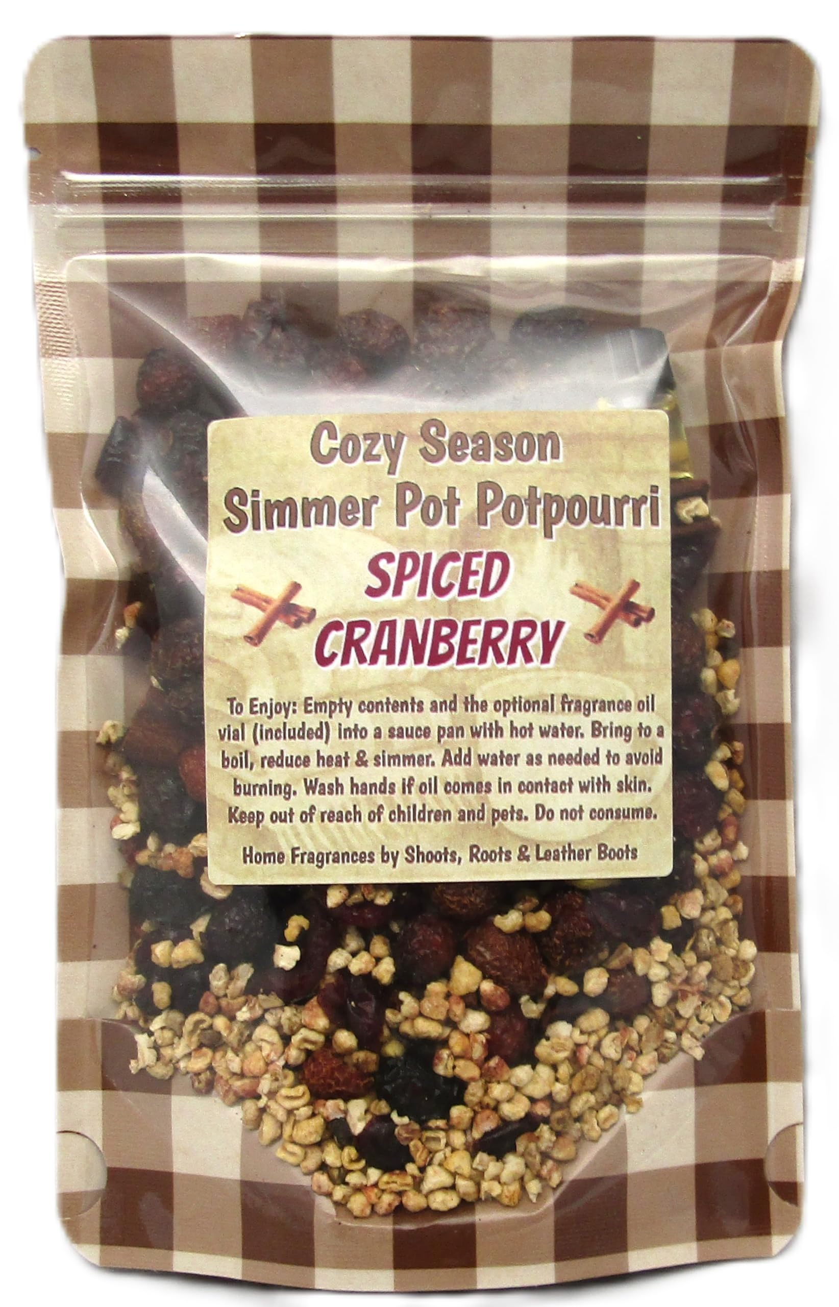 Spiced Cranberry Simmer Pot Potpourri from Shoots, Roots & Leather Boots in a cozy seasonal package
