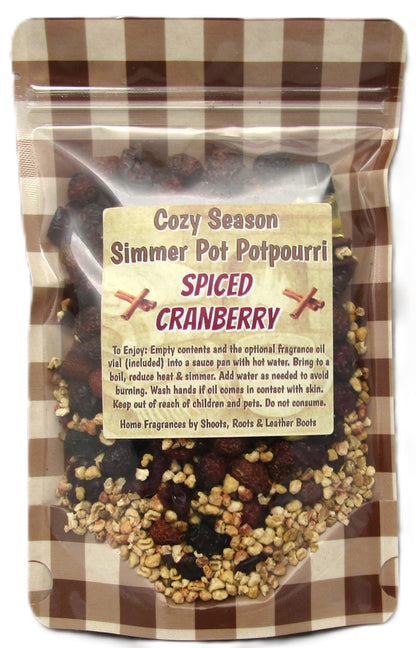 Spiced Cranberry Simmer Pot Potpourri from Shoots, Roots & Leather Boots in a cozy seasonal package