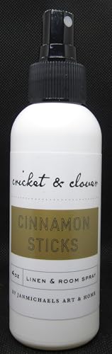 Cricket & Clover cinnamon stick room spray linen and room spray bottle with black spray top