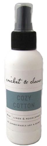 Cricket and Clover Cozy Cotton Room Spray white 4 oz bottle linen and room spray fresh cotton scent