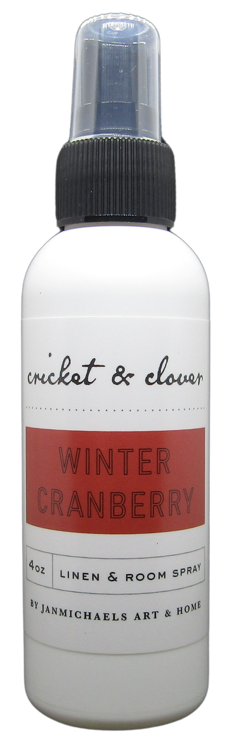 Cricket and Clover Winter cranberry room spray 4oz white bottle linen and room spray with clear cap