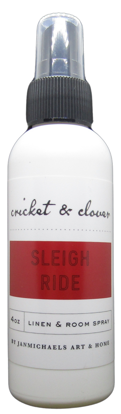 Cricket and Clover Sleigh Ride linen and room spray 4 oz holiday scented home spray for seasonal freshness