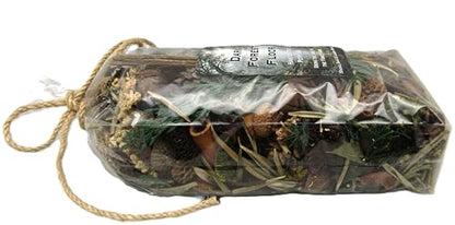 Dark forest floor potpourri in a clear package with natural elements for home fragrance side