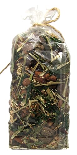 Dark forest floor potpourri in a clear bag with natural herbs and dried plants for home fragrance
