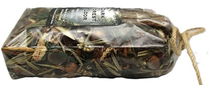 Dark forest floor potpourri in a clear package with natural elements for home fragrance