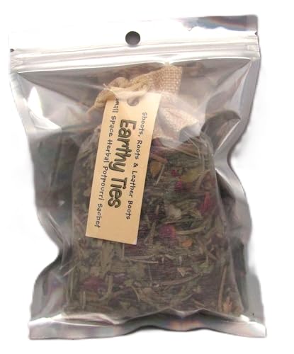 Earthly Ties natural home fragrance sachet in a clear bag with dried herbs and flowers