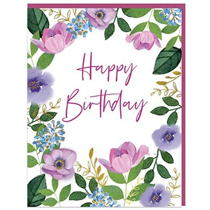 Second Nature Pop Ups extra large happy birthday card with floral design and script text