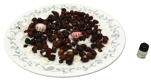 Frosted cafe latte simmer potpourri on a decorative plate with peppermint candies for a festive aroma