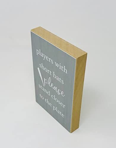 Jan Michaels funny bathroom sign with humorous text on a gray wood background
