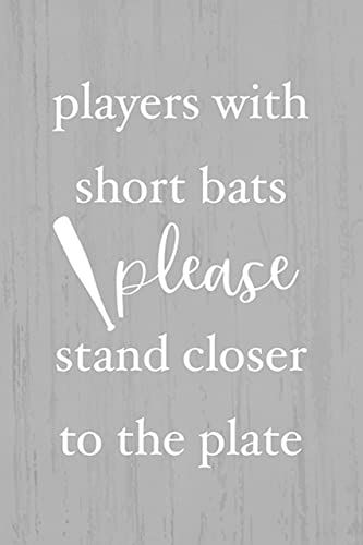 Jan Michaels funny bathroom sign with humorous text about players and bats on a gray background