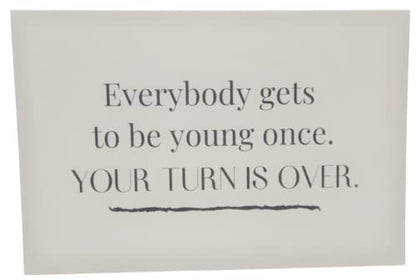 Jan Michaels Art Home funny birthday card for adults with humorous message about aging