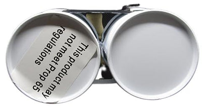PD Home & Garden glass farmhouse salt and pepper shaker set with metal holder in a top view