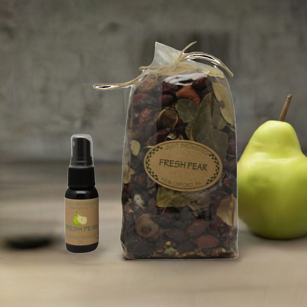 Just Browsing Fresh Pear Potpourri Small 3-4 cup bag with refresher oil spray