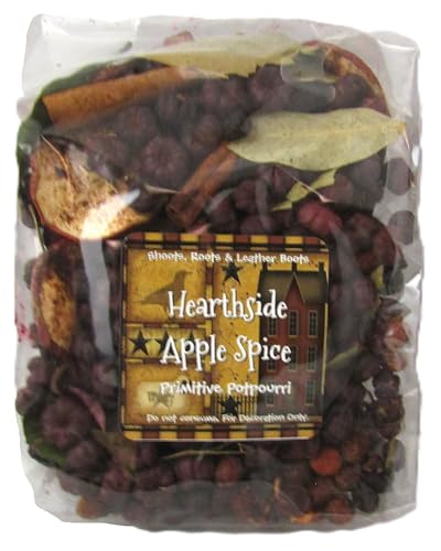 Shoots Roots Leather Boots Apple Spice Potpourri clear bag of dried apple slices cinnamon sticks bay leaves berries