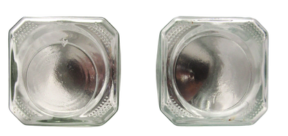 Home Essentials clear glass salt and pepper shakers with square shape and textured edges