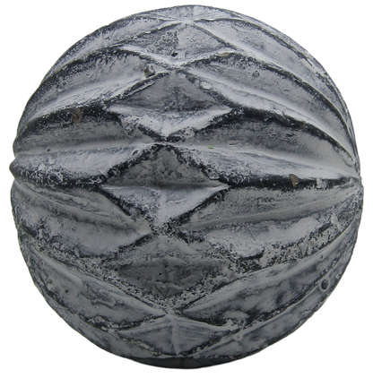 PD Home and Garden rustic concrete garden sphere with weathered diamond carved texture in gray