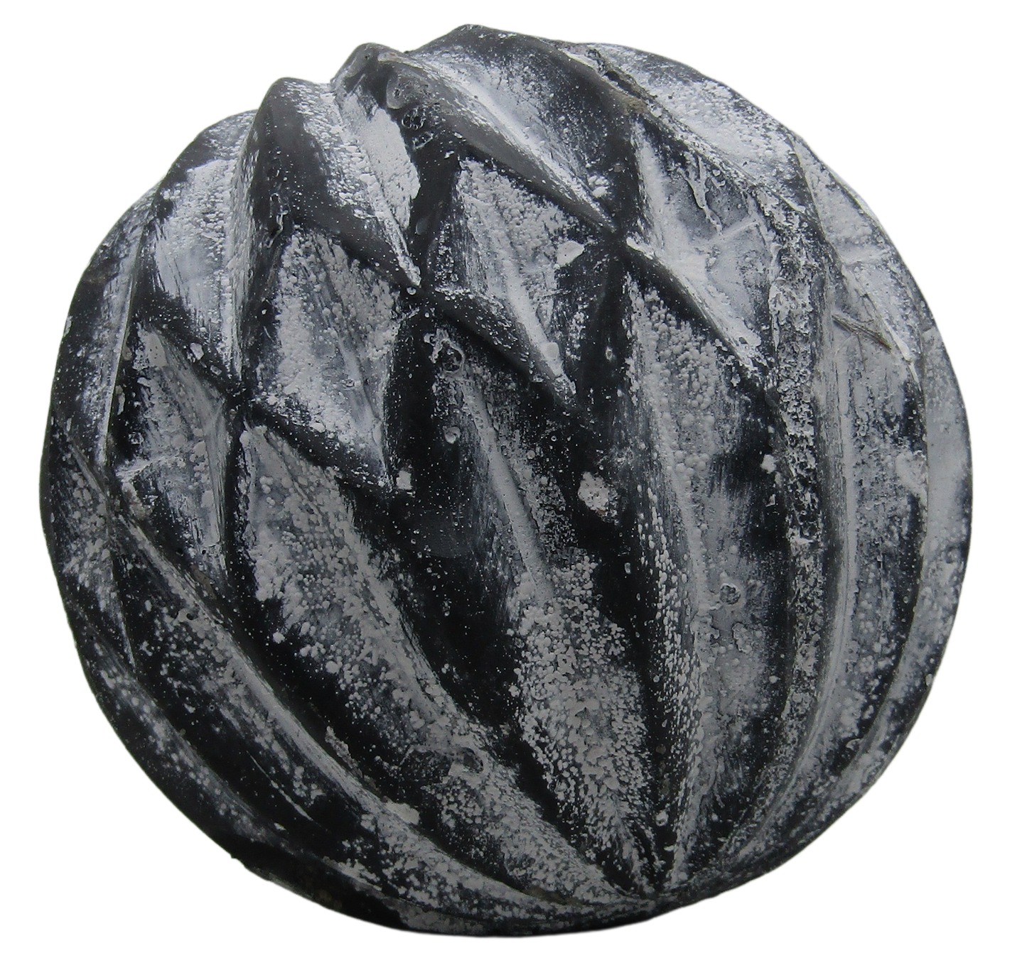 PD Home and Garden rustic concrete garden sphere carved gray stone texture with weathered whitewash finish