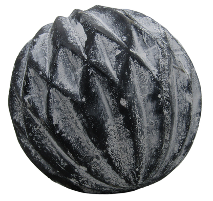 PD Home and Garden rustic concrete garden sphere carved gray stone texture with weathered whitewash finish
