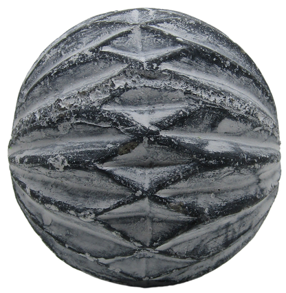 PD Home and Garden rustic concrete garden sphere with carved geometric ridges and weathered gray finish