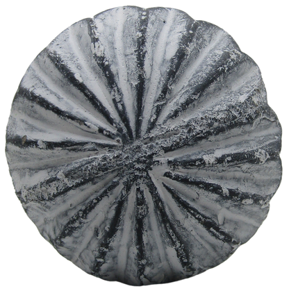 PD Home and Garden rustic concrete garden sphere with weathered radial ridges and white gray patina for outdoor decor