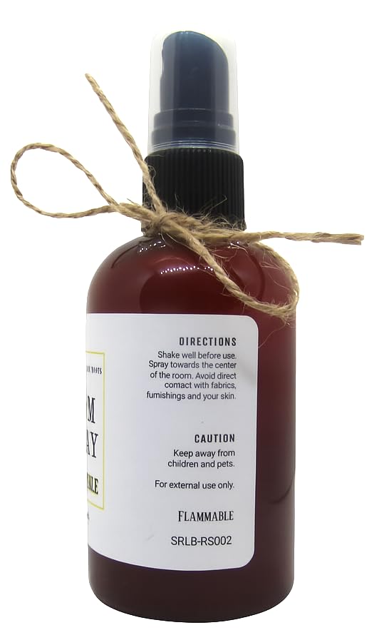 Shoots Roots Leather Boots honeysuckle room spray in amber bottle with black spray top and twine bow