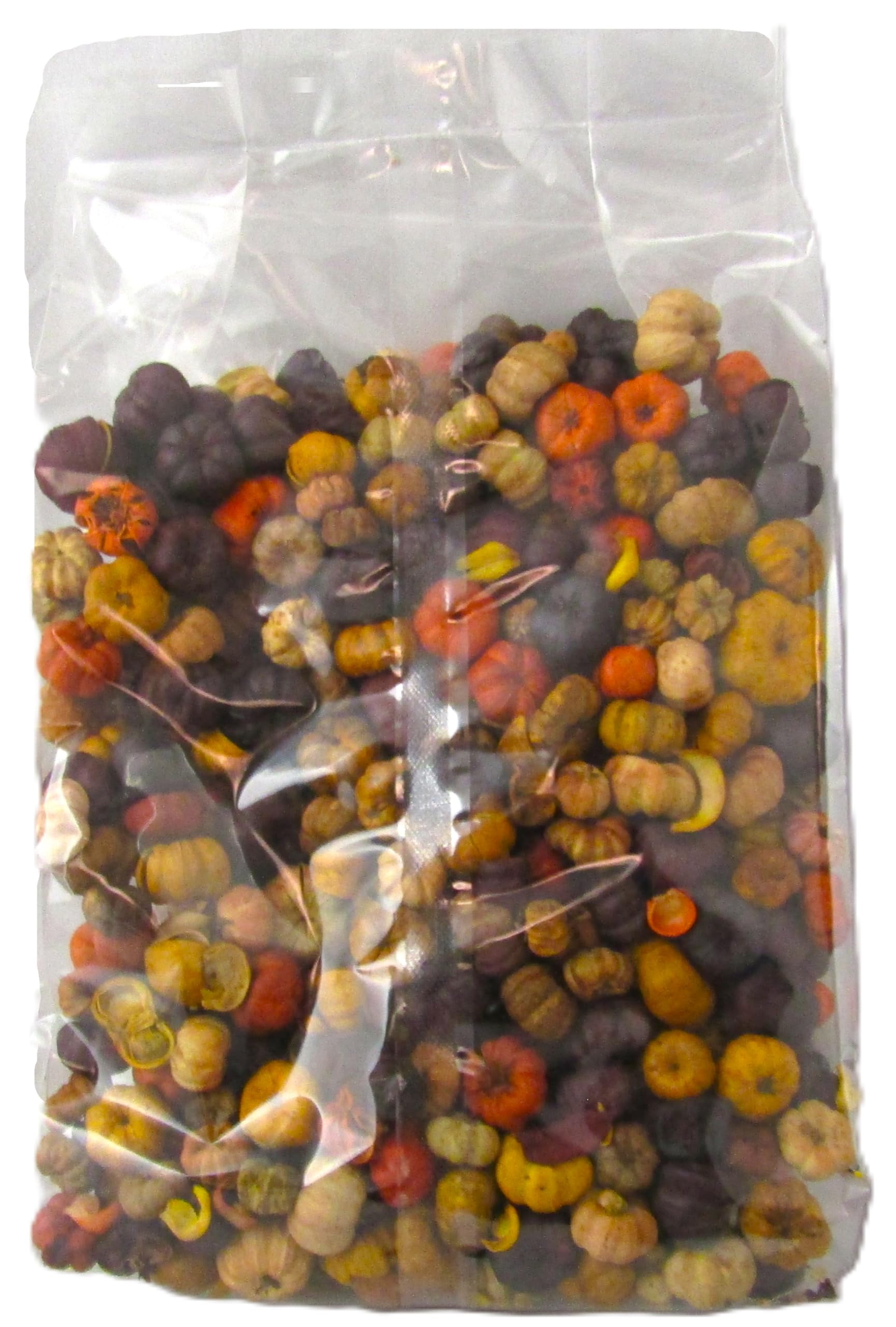 Clear bag of fall decorative mini gourds and pumpkins for seasonal decor Maple Syrup Potpourri