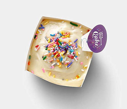Instacake Cards lemon celebration cake kit single mini cake with white frosting and rainbow sprinkles