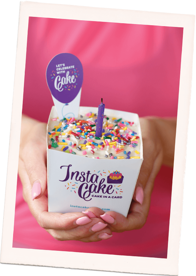 Instacake Cards birthday card greeting card featuring a cake in a card with colorful sprinkles