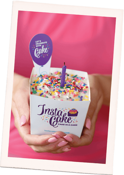 Instacake Cards birthday card greeting card featuring a cake in a card with colorful sprinkles
