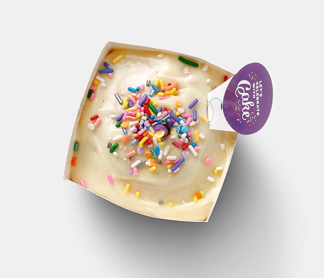 Instacake birthday card greeting card with colorful sprinkles on creamy frosting